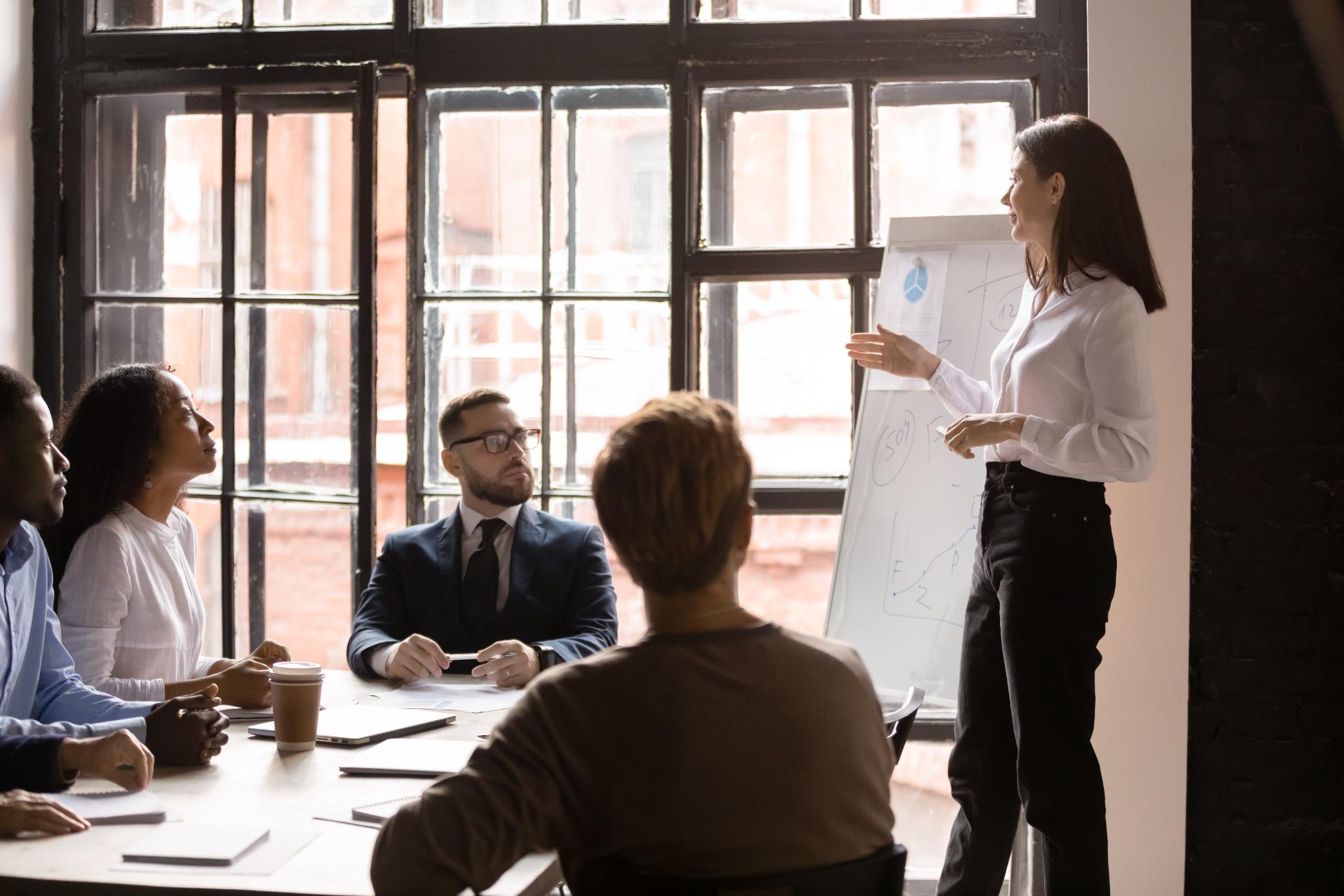 Woman running an executive briefing