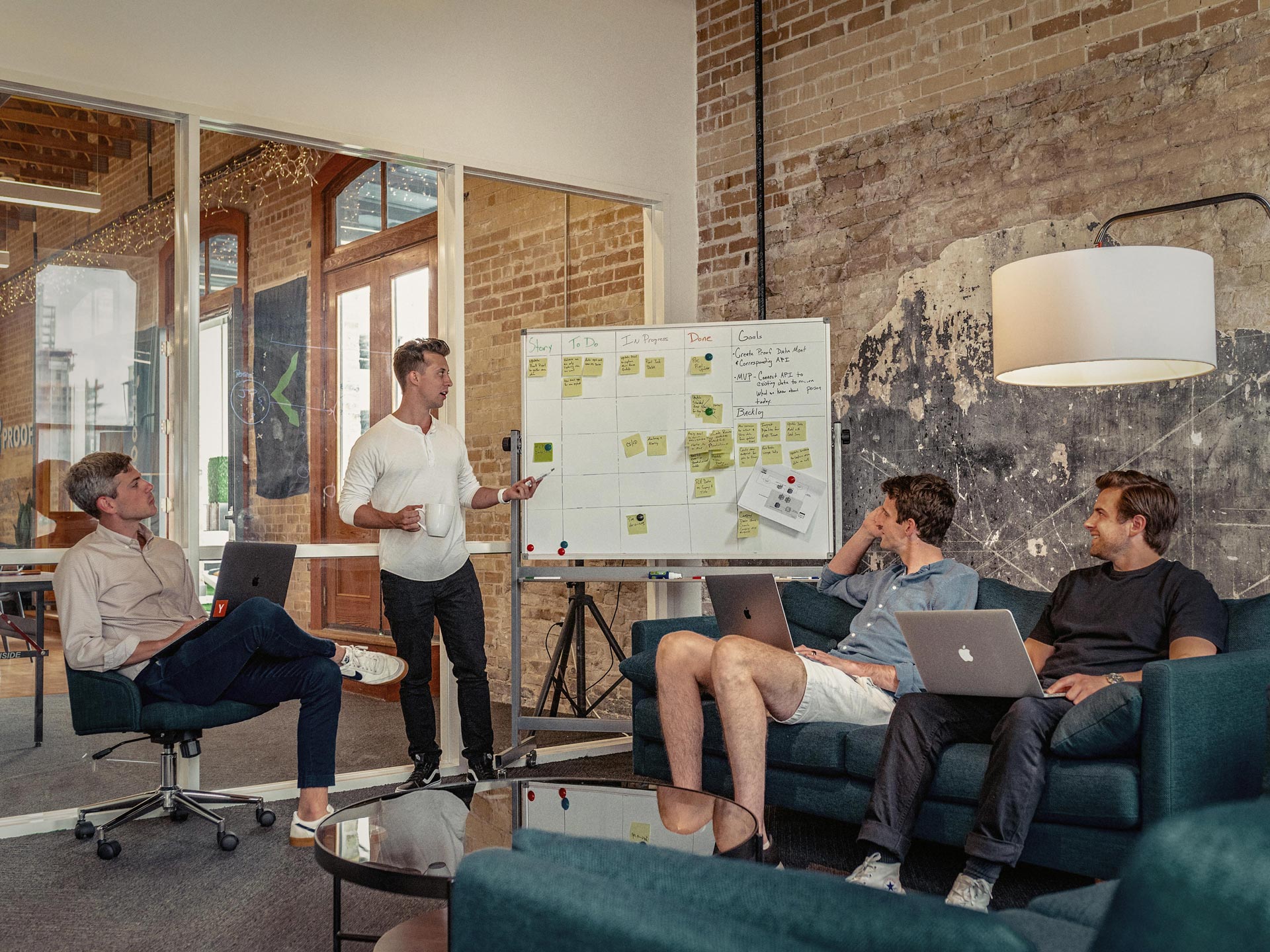 Casual group training session using a whiteboard as training tool